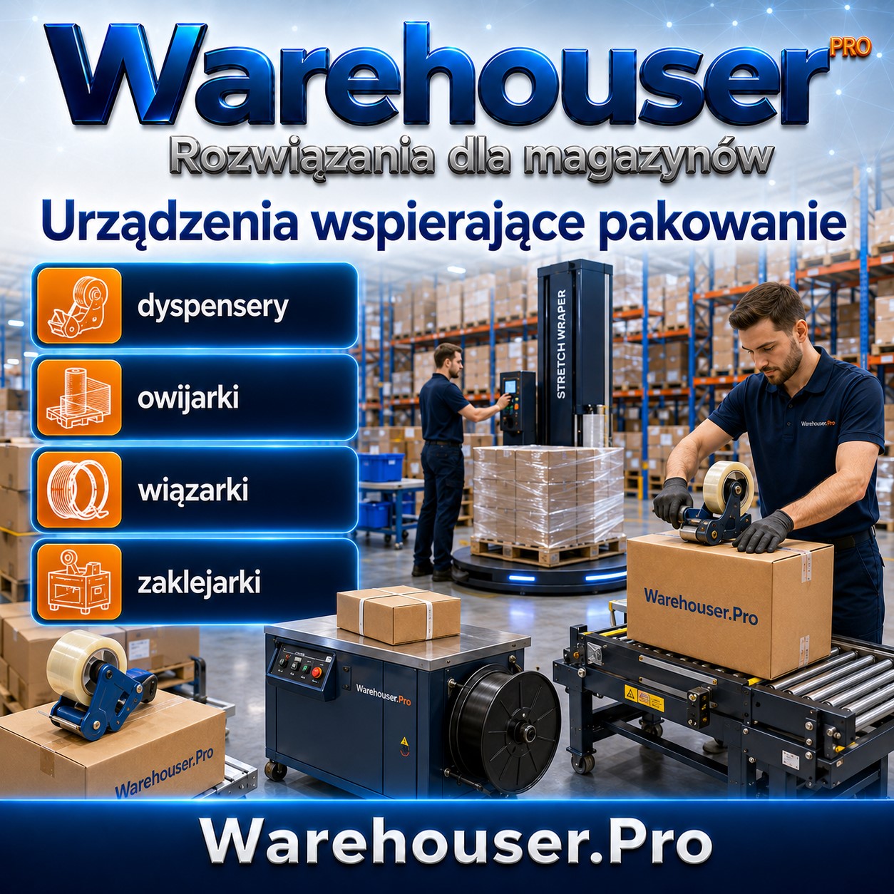 Warehouser PRO Rozwiązania dla magazynów. Urządzenia wspierające pakowanie